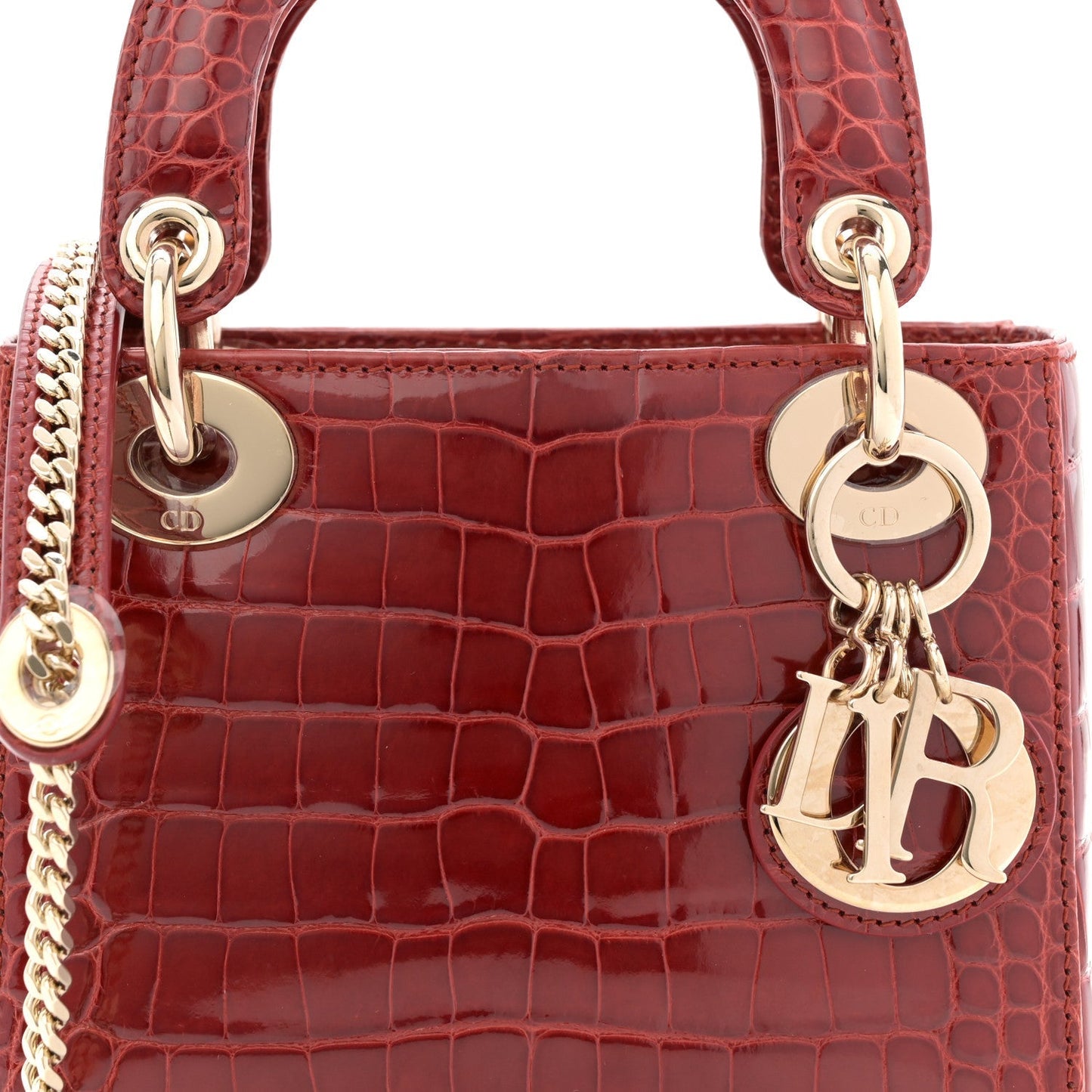 Alligator Mini Lady Dior Red