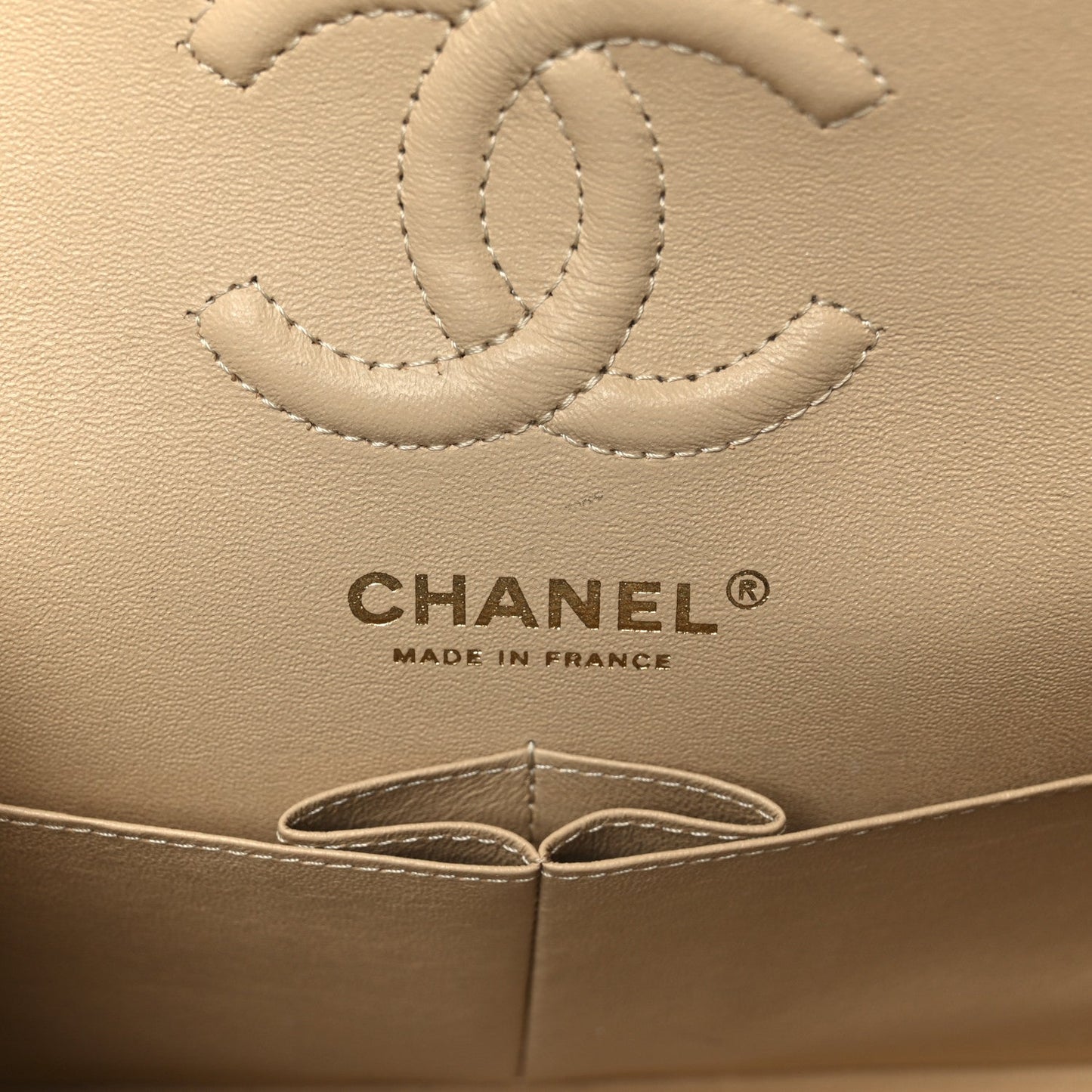 Caviar Quilted Small Double Flap Beige