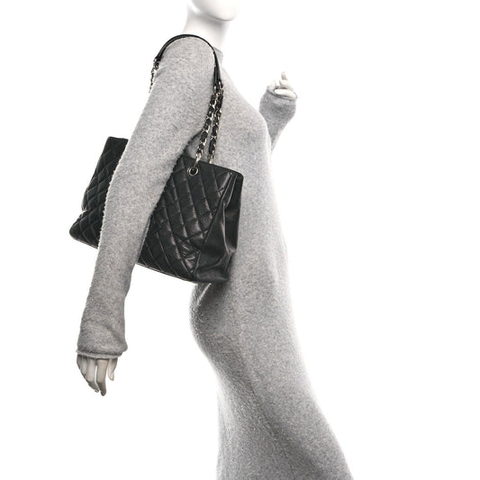 Caviar Quilted Grand Shopping Tote GST Black