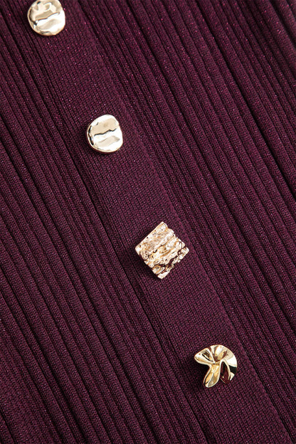 Vestido midi de punto con puños acampanados y escote en V Bernice 