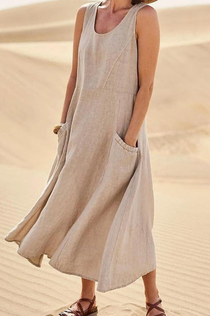 Vestido de algodón sin mangas para mujer 