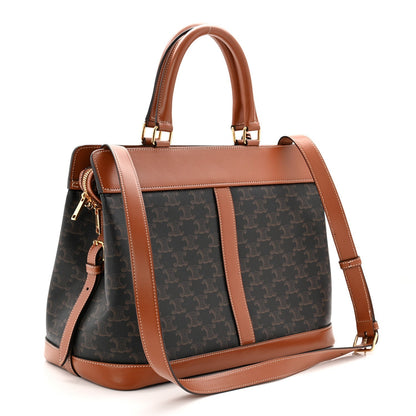 Triomphe Canvas Calfskin Cabas De France Handbag Tan