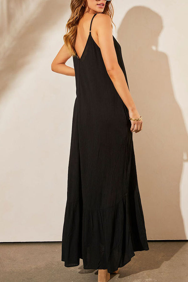 Vestido largo liso con bolsillos KIMONIE 