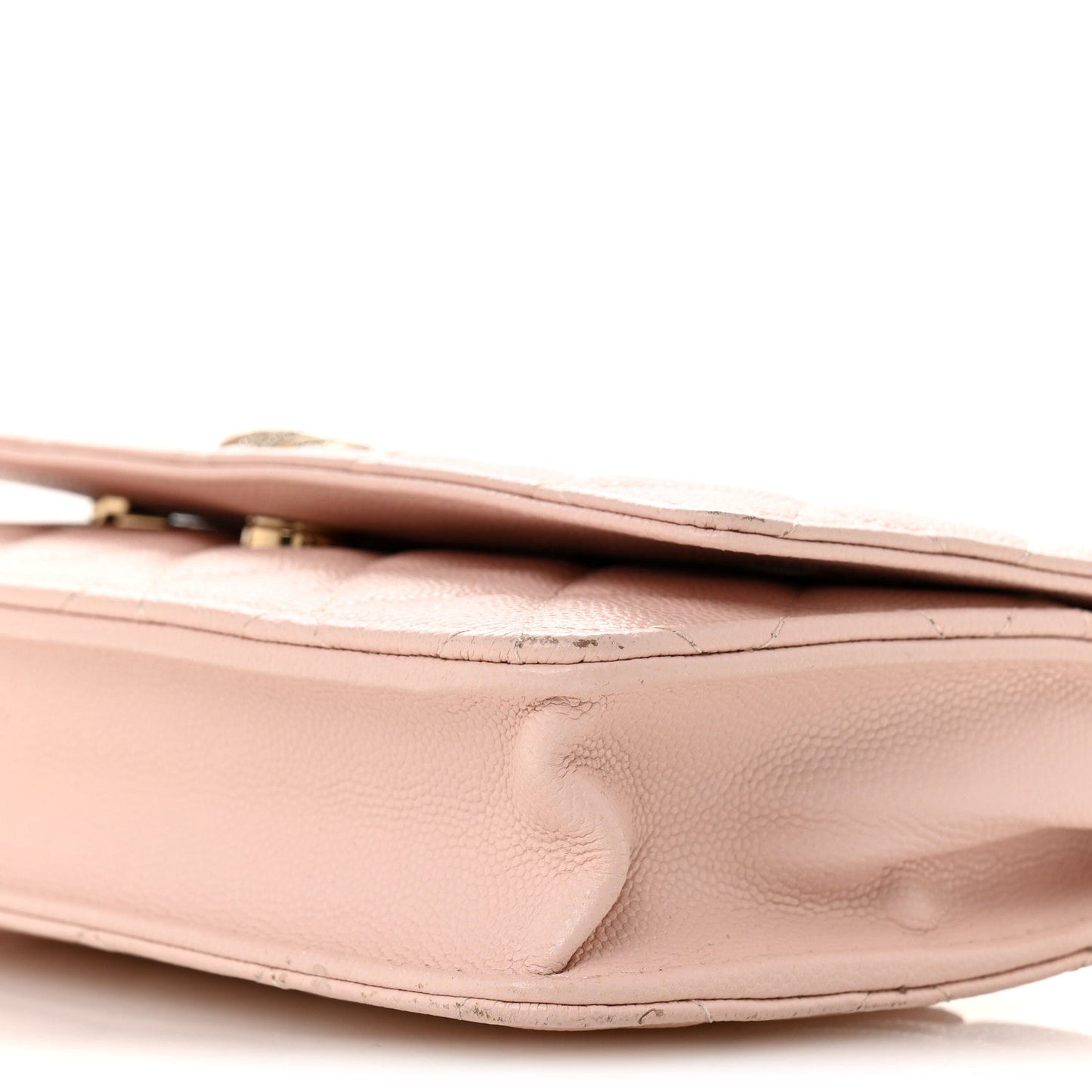 Caviar Quilted Crystal Enamel CC Wallet On Chain WOC Light Pink