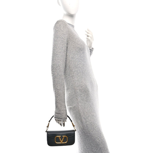 Calfskin Vlogo Small Loco Shoulder Bag Black