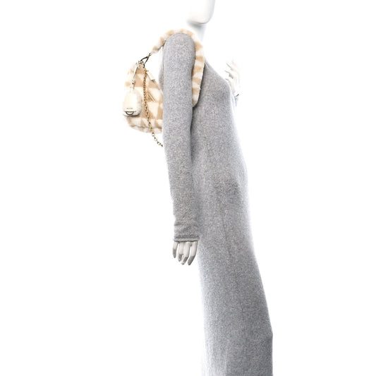 Shearling Symbole Mini Triangle Bag Ecru White