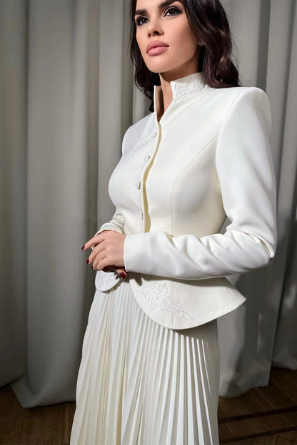 Conjunto de falda plisada con bordado Christine 
