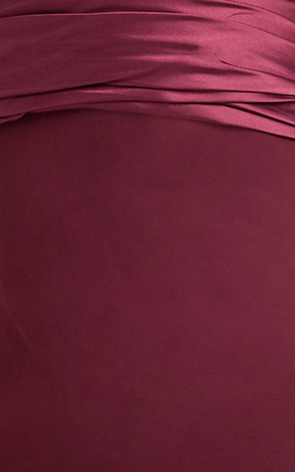 Sonya Maxi Dress - Cowl Neck Asymmetric Fit And Flare Dress in Wine