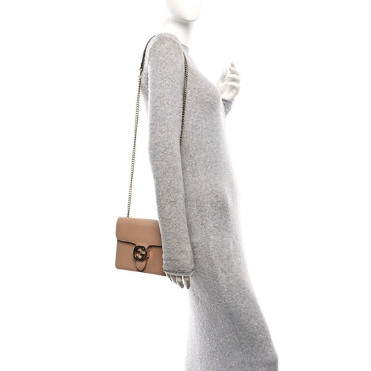 Dollar Calfskin Small Interlocking G Shoulder Bag Camelia
