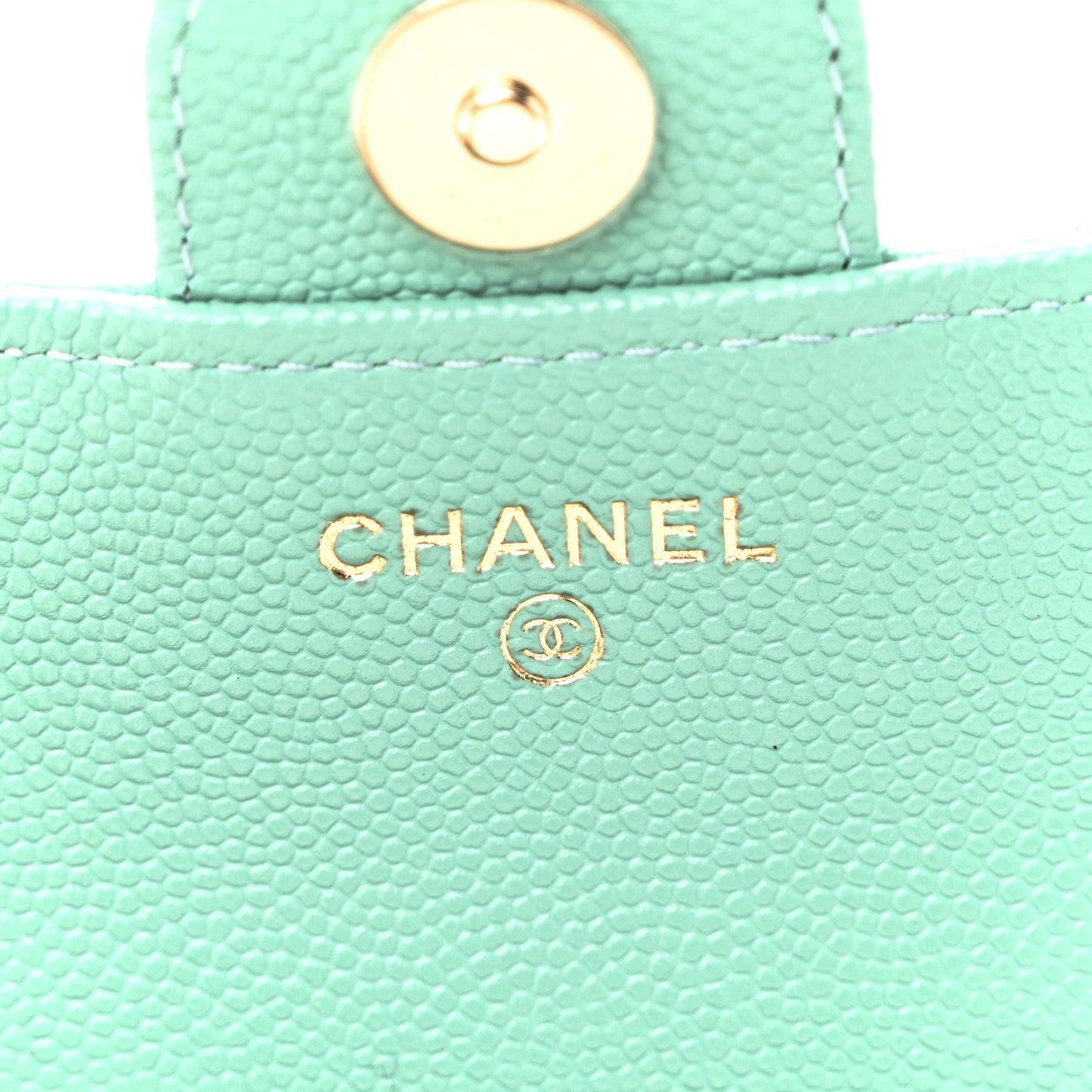Caviar Quilted Flap Phone Holder With Chain Turquoise