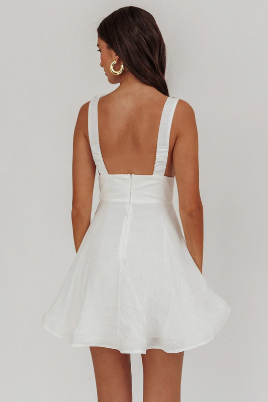 Kalinda Detachable Rose Mini Dress White