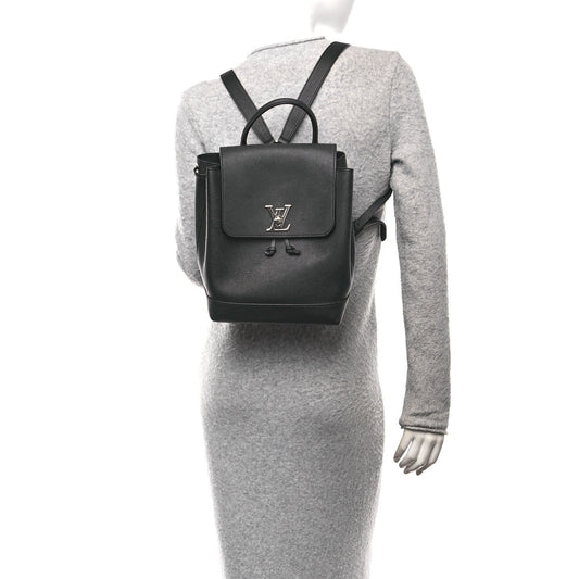 Calfskin Lockme Backpack Black