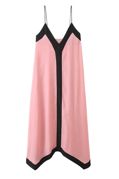 Vestido lencero con bloques de dos colores
