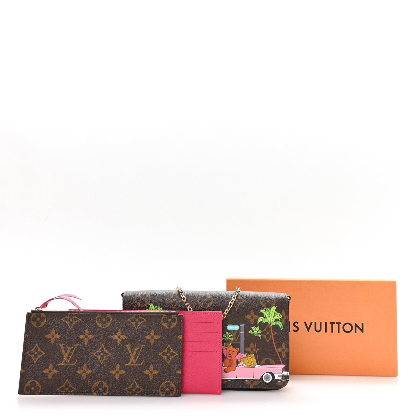 Monogram 2021 Christmas Animation Hollywood Pochette Felicie Chain Wallet Fuchsia