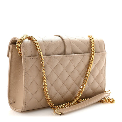 Grain De Poudre Textured Mixed Matelasse Triquilt Small Monogram Satchel Dark Beige