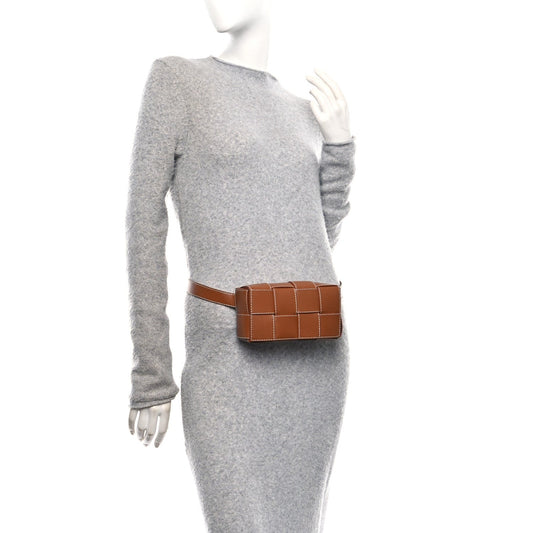 Calfskin Maxi Intreccio Mini Cassette Belt Bag Wood