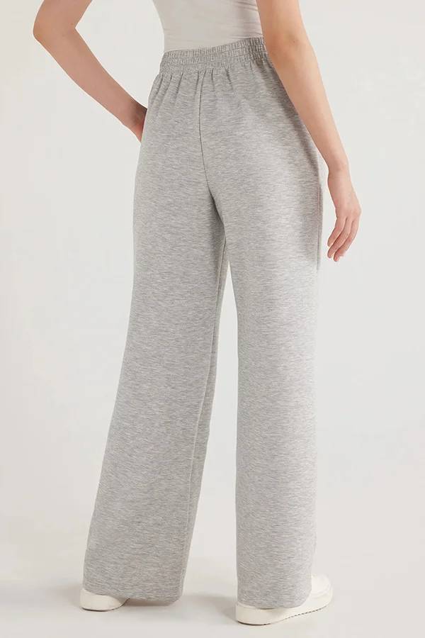 Conjunto de top de cuello en V y pantalones de estar por casa con bolsillos y cintura elástica de color liso para el frío 