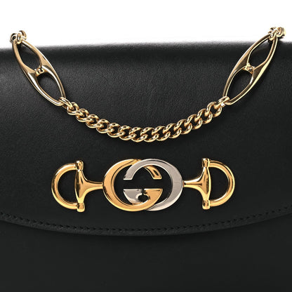 Smooth Calfskin Small Zumi Top Handle Shoulder Bag Black