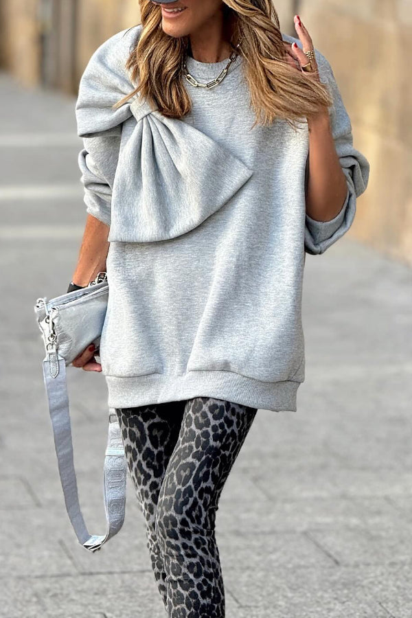 Sudadera larga con lazo gris 