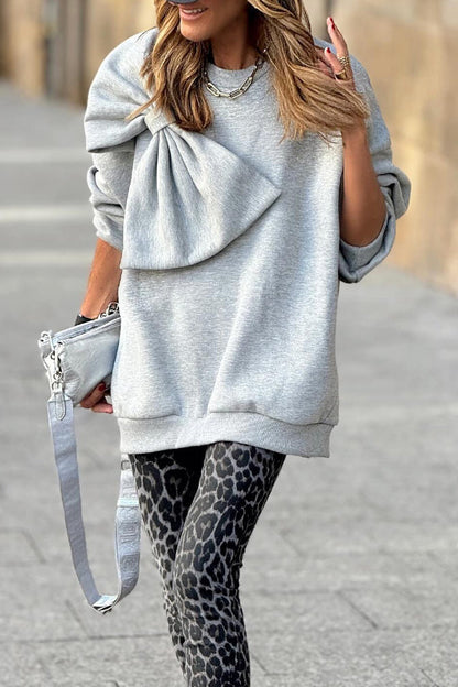 Sudadera larga con lazo gris 