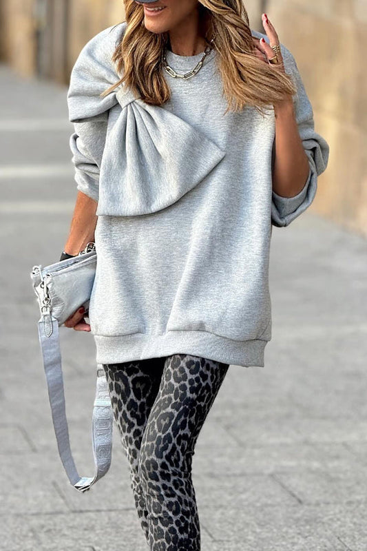 Sudadera larga con lazo gris 
