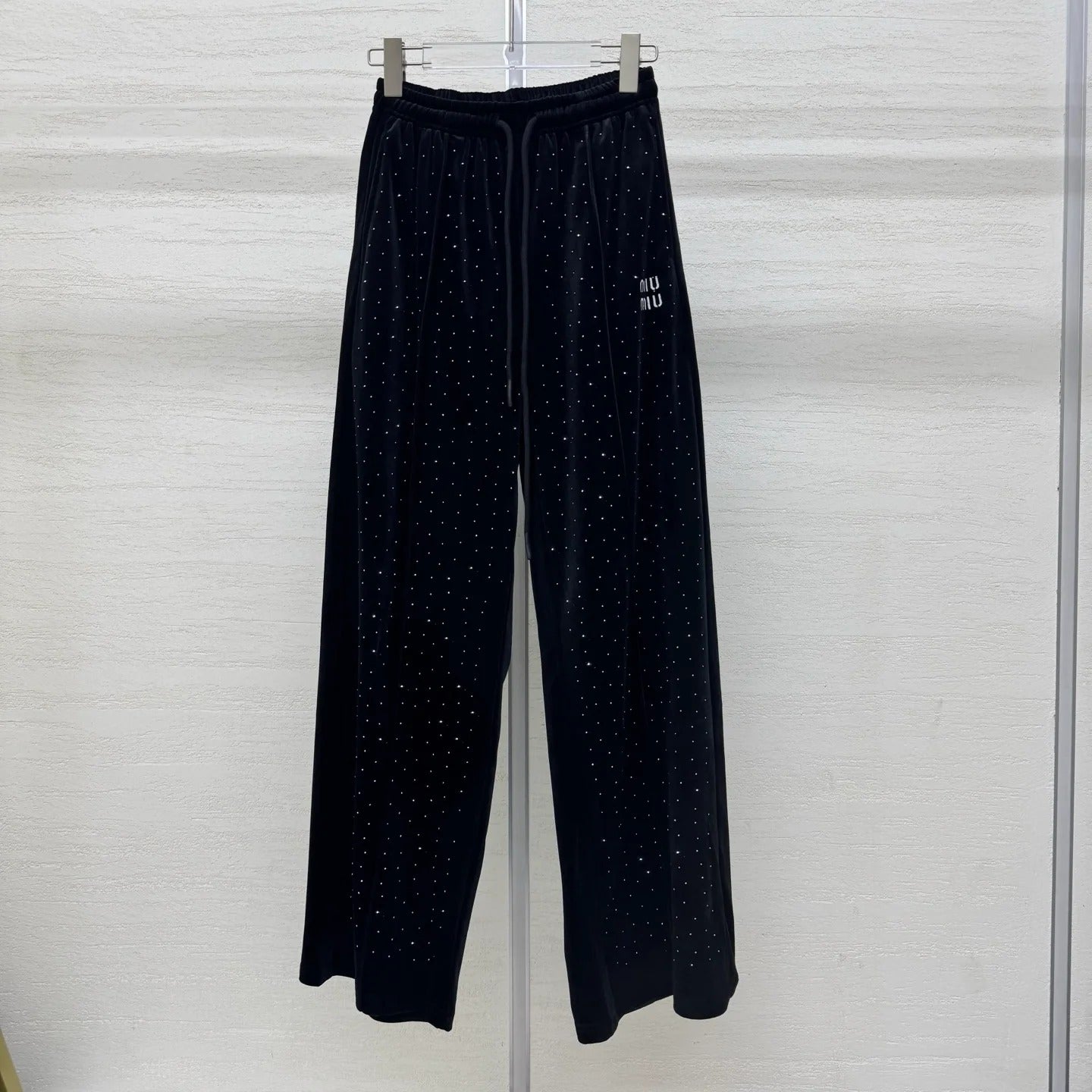 Miumiu 2026 Pants with Rhinestone Embroidery Silk Viscose 356809