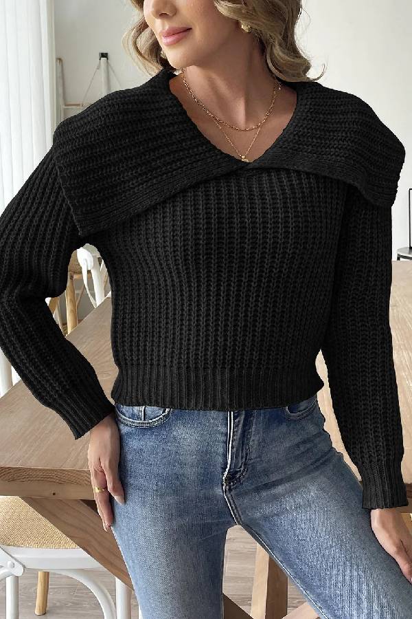 Suéter con solapa y diseño de nueva tendencia de moda 