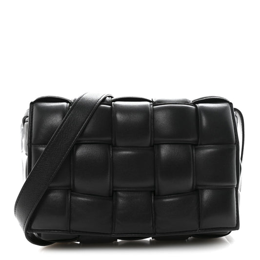 Nappa Maxi Intreccio Padded Cassette Crossbody Bag Black