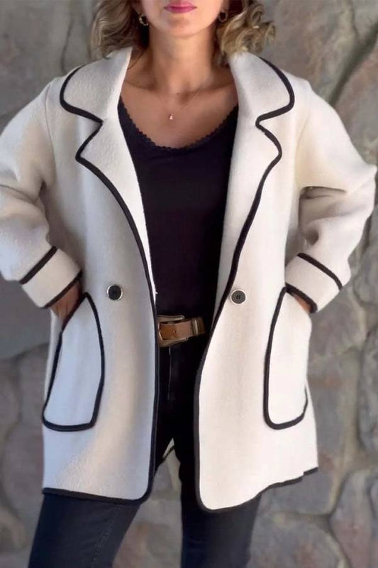 Chaqueta de lana de doble cara con cuello de traje de temperamento