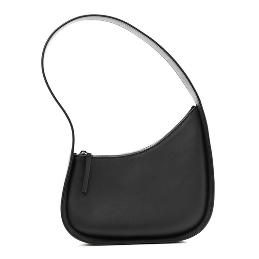 Smooth Calfskin Half Moon Shoulder Bag Black