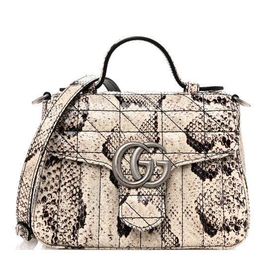 Snakeskin Matelasse Aria Mini GG Marmont Top Handle Shoulder Bag Roccia