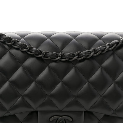 Lambskin Quilted Jumbo Double Flap So Black