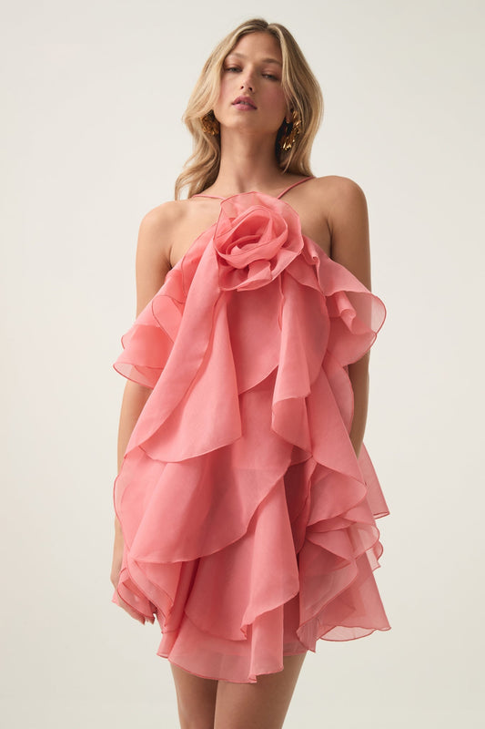 Minivestido de gasa con volantes florales de Sara 