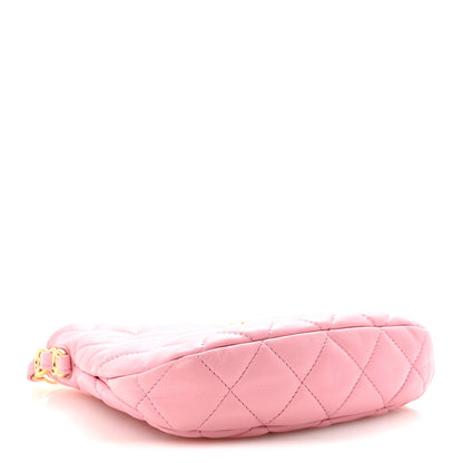 Lambskin Quilted CC Links Hobo Light Pink