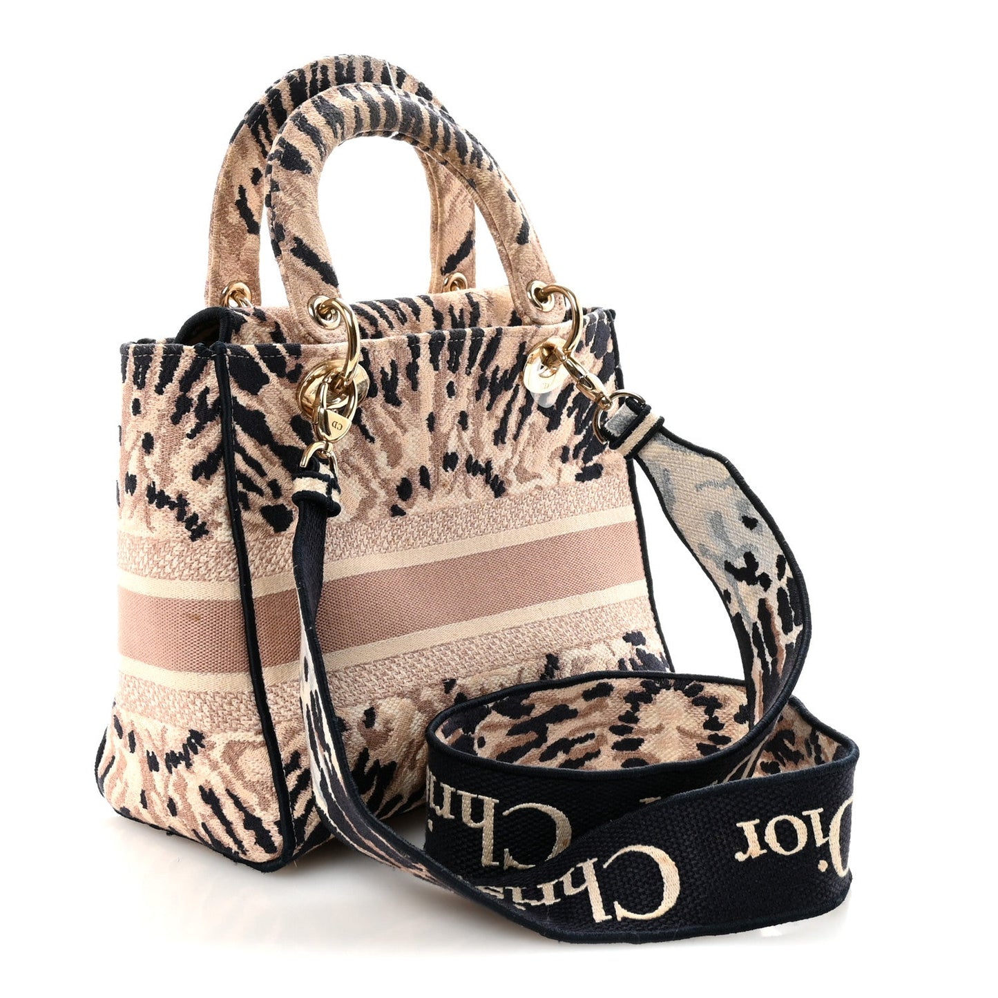 Canvas Embroidered Medium Tie And Dior Lady D-Lite Multicolor