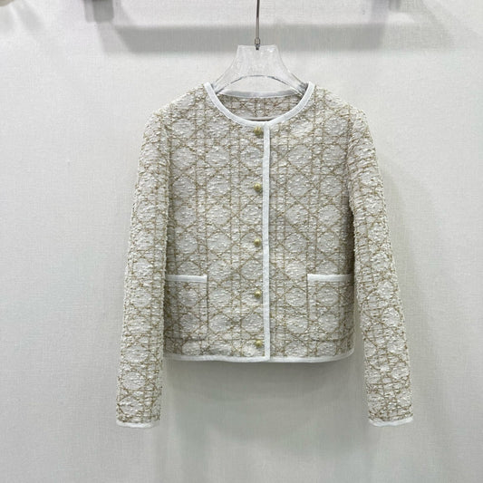 CD 25 Round Neck Jacket Beige Cotton Nylon Acrylic