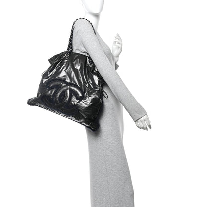 Vinyl Mohair Trimmed CC Bonbons Tote Black