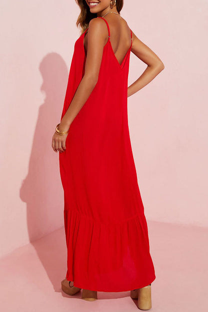 Vestido largo liso con bolsillos KIMONIE 