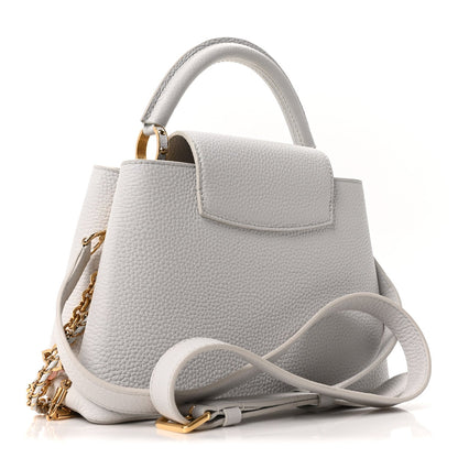 Taurillon Enamel Flower Padlock Chain Capucines BB Silver Sea