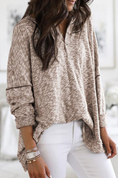Tops casuales de cuello en V con botones sólidos