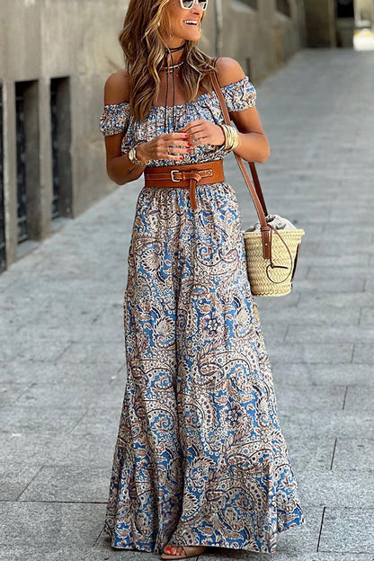 Vestido Magda de un solo hombro con cinturón fino y accesorios