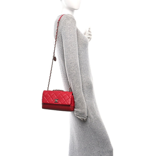 Caviar Lambskin Quilted Bi Coco Flap Red
