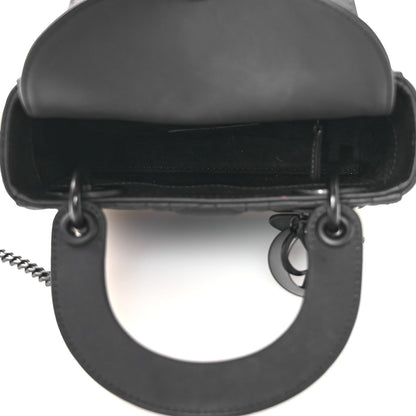 Ultra Matte Calfskin Cannage Mini Lady Dior Black