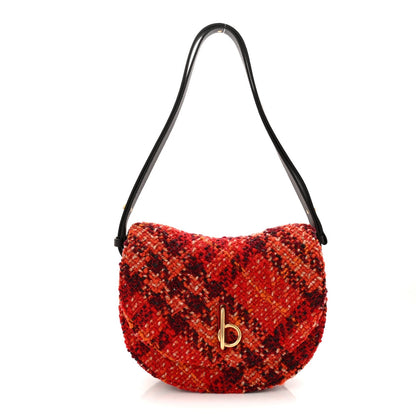 Tweed Check Medium Rocking Horse Crossbody Red Black