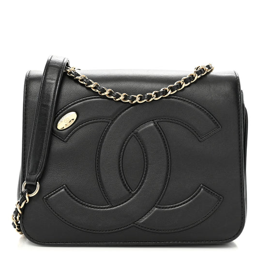 Lambskin CC Mania Flap Bag Black