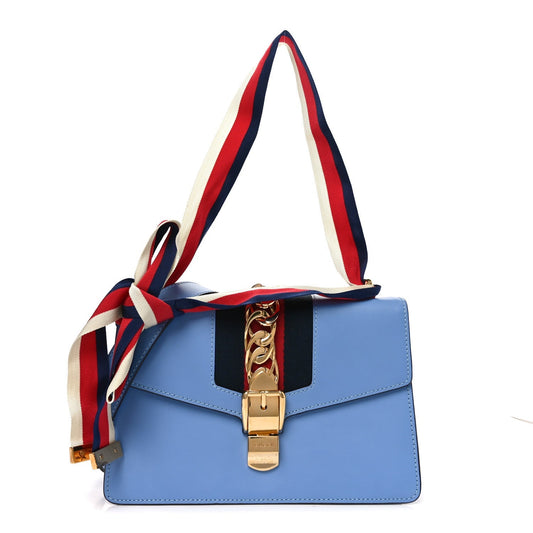Calfskin Small Sylvie Shoulder Bag Clear Sky Blue