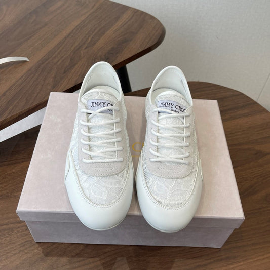Jimmy Choo Sunny F Sneaker White Lace Leather