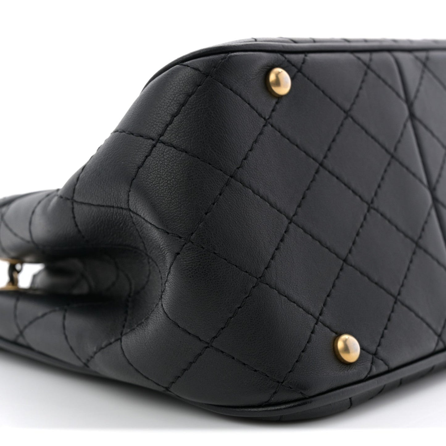 Calfskin Stitched Small Egyptian Amulet Drawstring Bag Black