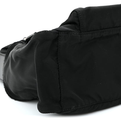 Nylon Vela Saffiano Single Buckle Messenger Shoulder Bag Black