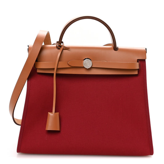 Vache Hunter Toile Herbag Zip 31 PM Rouge Grenat Natural